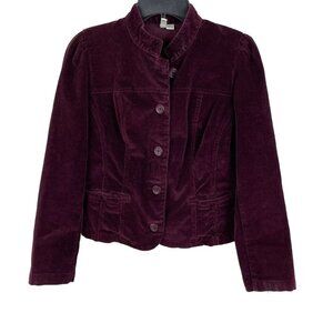 St. Johns Bay Womens Stretch Corduroy Jacket Size S Cotton Blend Burgundy